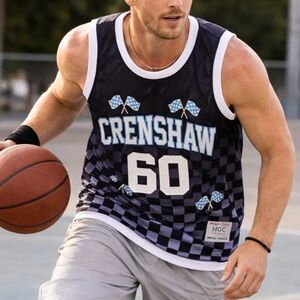 Nipsey Hussle Crenshaw LA Legend Checkered Basketball Jersey Size Medium New